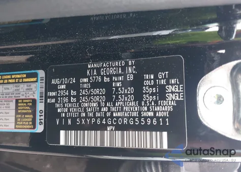 2024 Kia Telluride S from USA, damaged, VIN 5XYP64GC0RG559611